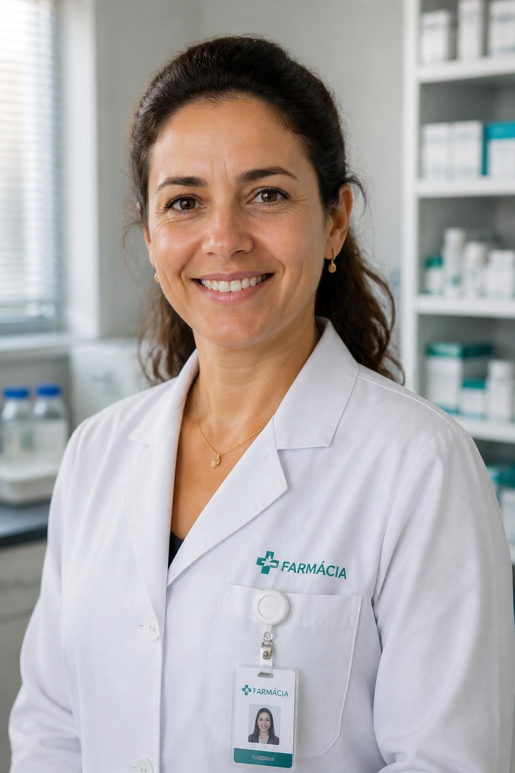 Retrato de Dra. Júlia Andrade, Farmacêutica Responsável Técnica
