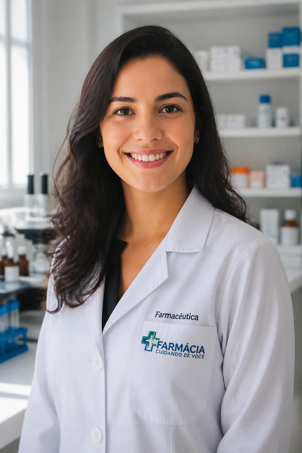 Retrato de Dra. Camila Tavares, Farmacêutica Magistral